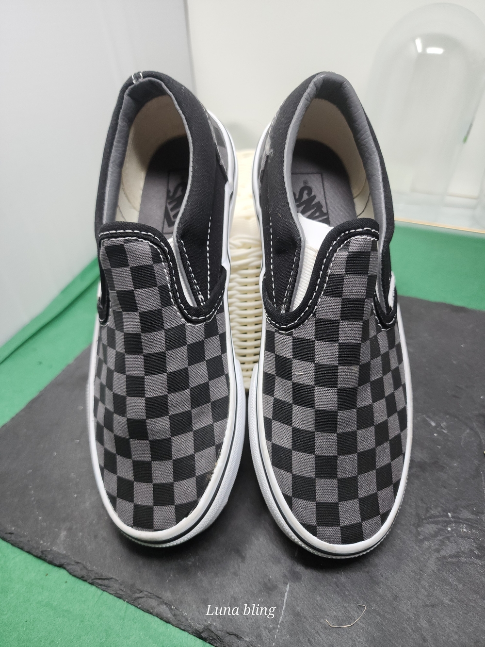 Vans Black & Gray Checkerboard Slip-On Loafers